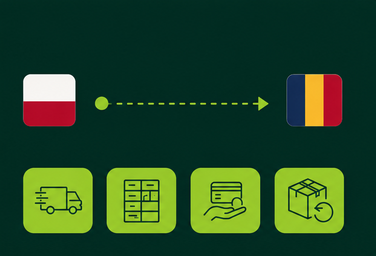 Wysyłka paczek z Polski do Rumunii w e-commerce – dostawy kurierskie, automaty paczkowe, płatność COD i logistyka zwrotów.